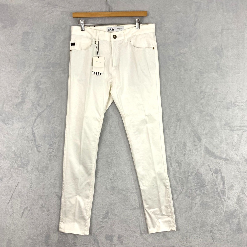 NEW Zara‎ Skinny White Pants Womens 30 (US 10) Chino NWT Utility Casual Office